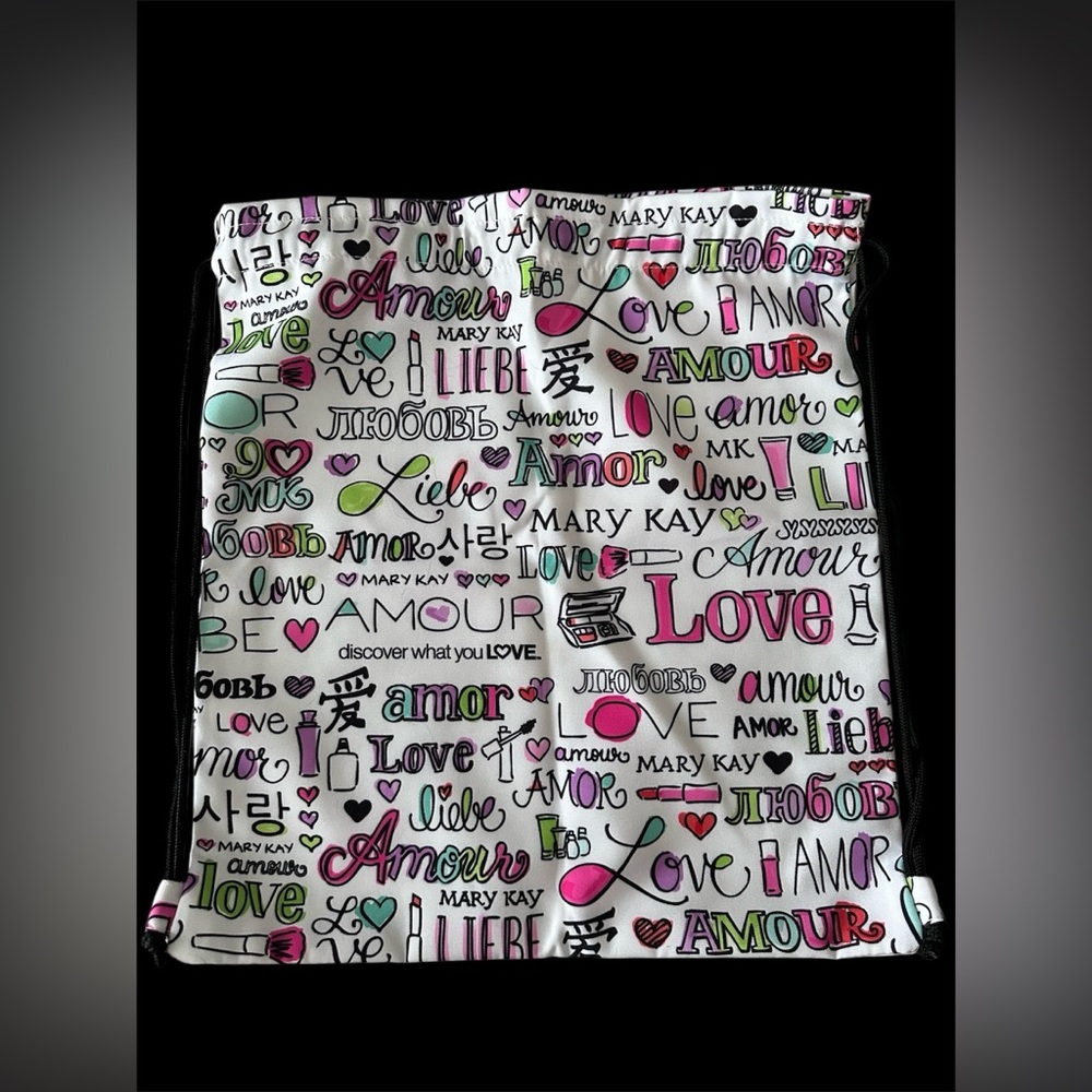 Mary Kay graphic logo small cinch drawstring bag 17 x 15